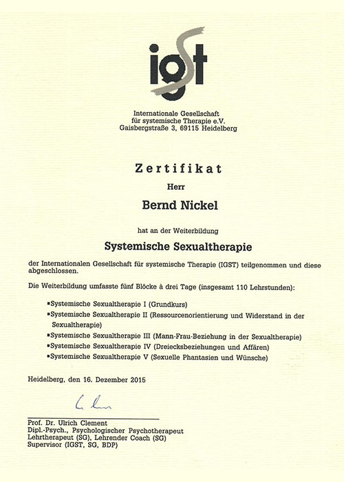 IGST Heidelberg Zertifikat